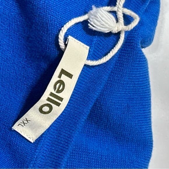 Lello Sweater Men’s Blue Off White Striped Organic Cotton Sweater V-Neck XXL - Picture 6 of 10